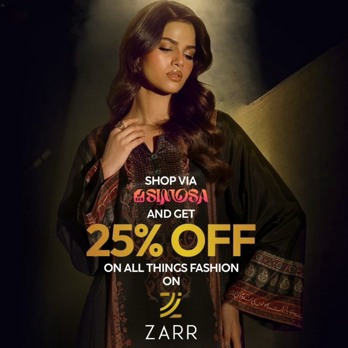 Zarr Black Embroidered Fashion Top